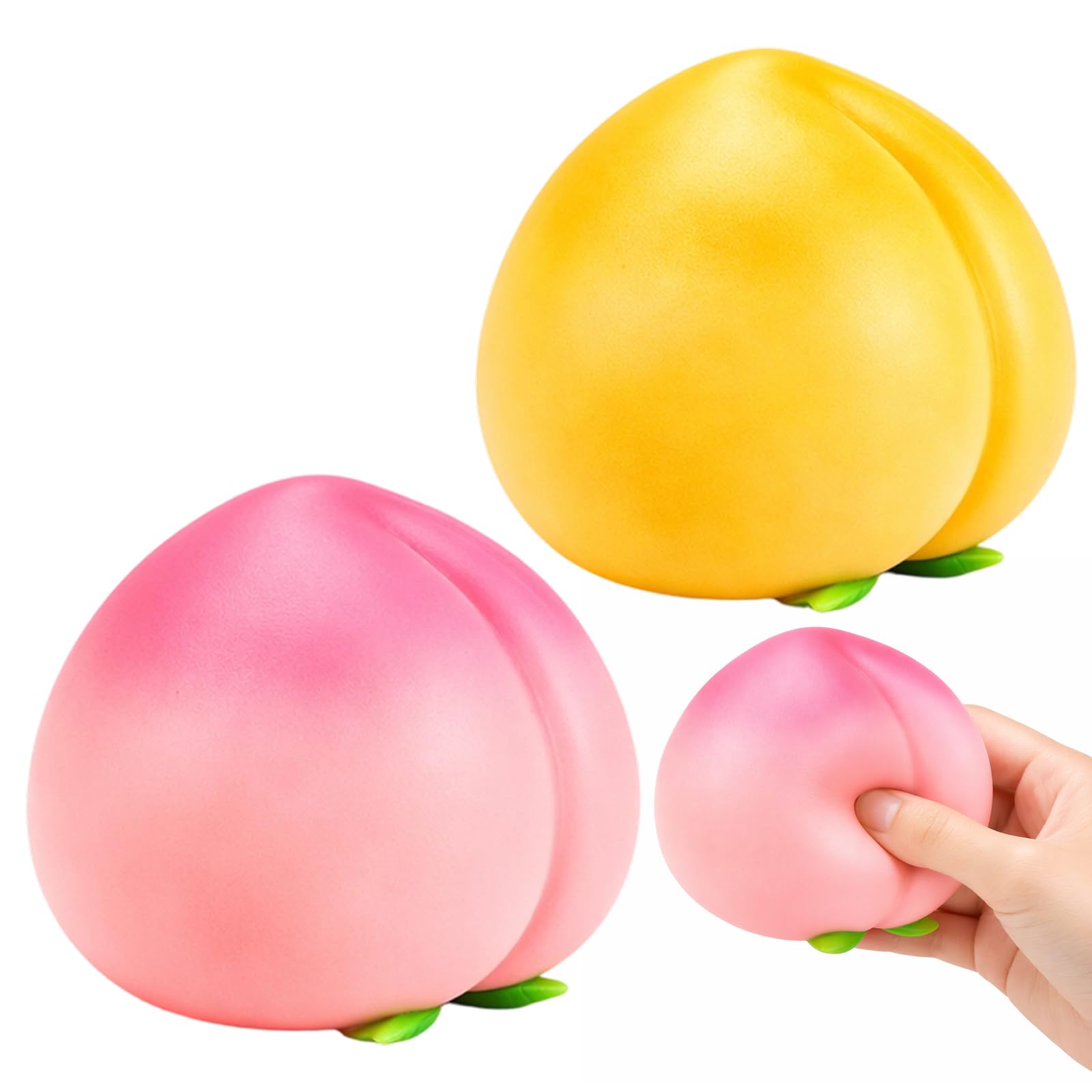 Peach Squishy, 2 pcs Jumbo Textured Squishy Peach, Desk Decor Stress , Sensory Stimulation for Office and Home,Soft Peachybbies Slime
