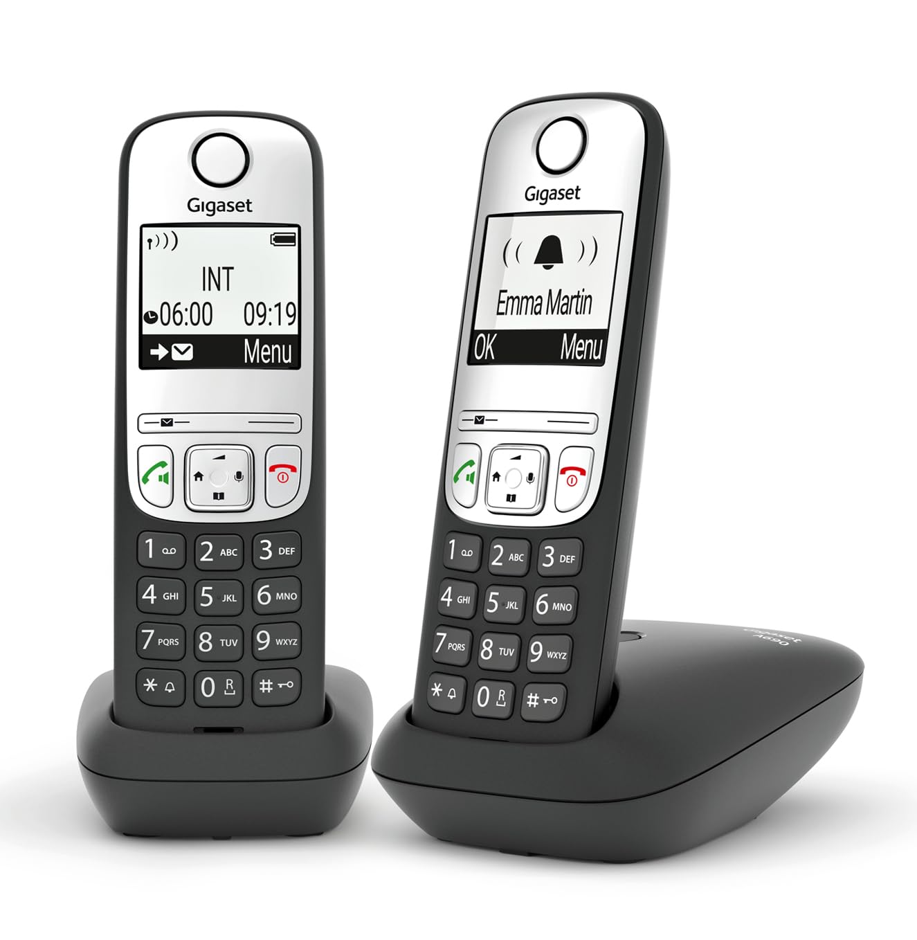 Gigaset A690 Trio - Tres Teléfonos DECT Inalámbrico - Pantalla Gráfica en Blanco y Negro Iluminada - Gran Autonomia, Negro [Versión Española] — view 10