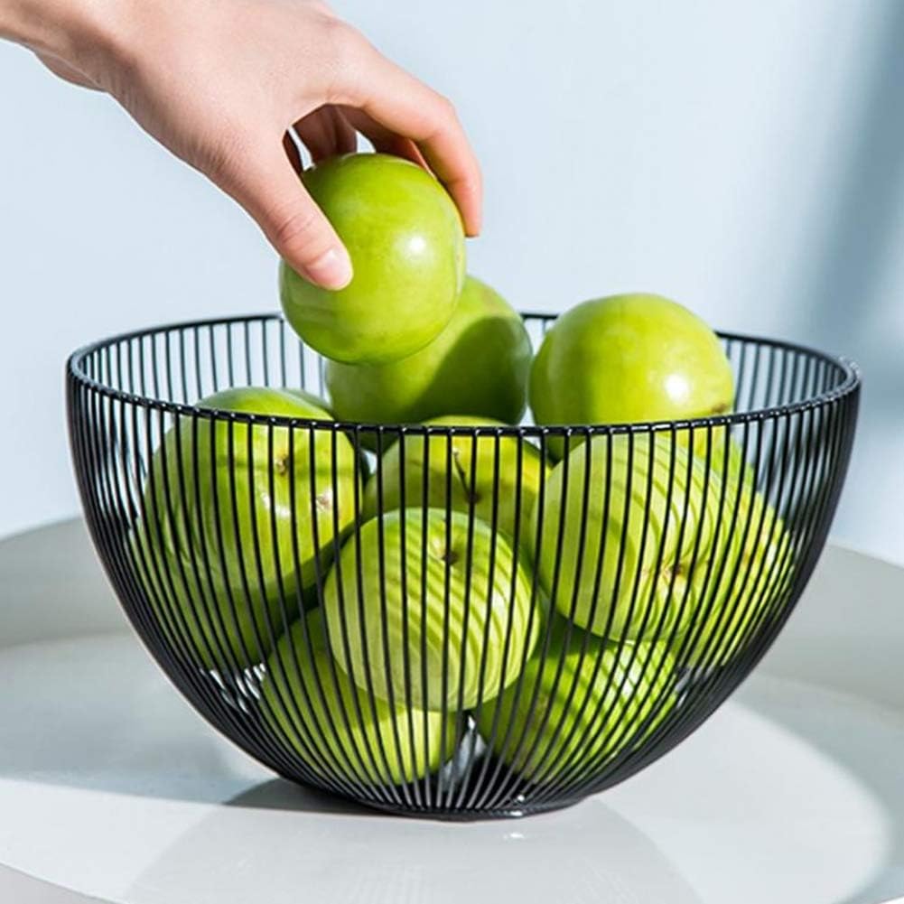 Fruit Basket, Fruit Vegetable, Egg, Bread Storage Bowl Holder Stand for Kitchen Counter, Cabinet and Pantry Stainless Steel Wire Design with Modern Styling - Decorative Countertop Centerpiece