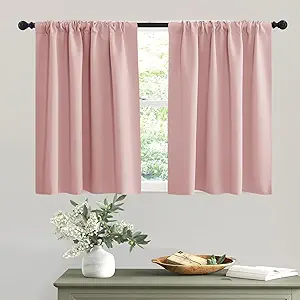 RYB HOME Peach Blush Rod Pocket Blackout Curtains for Bedroom Living Room Dining Baby Nursery Morden Decor Thermal Insulated Room Darkening Curtains,W 42 x L 54 inch,2 Panels