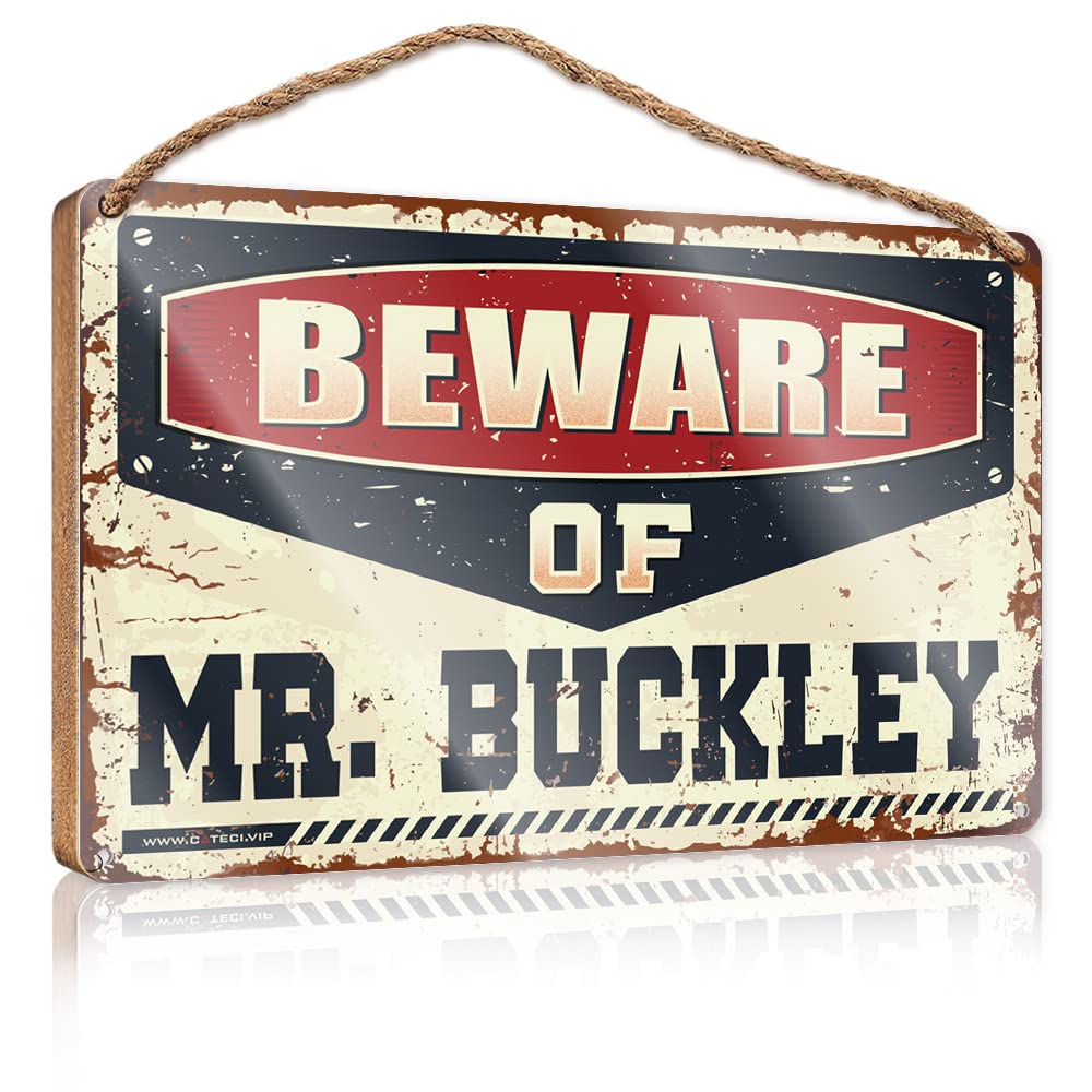 DTHA Farmhouse Bathroom Sign Beware Of Mr. Buckley Wooden Sign Door Decor House Decor Clearance(15X28CM)