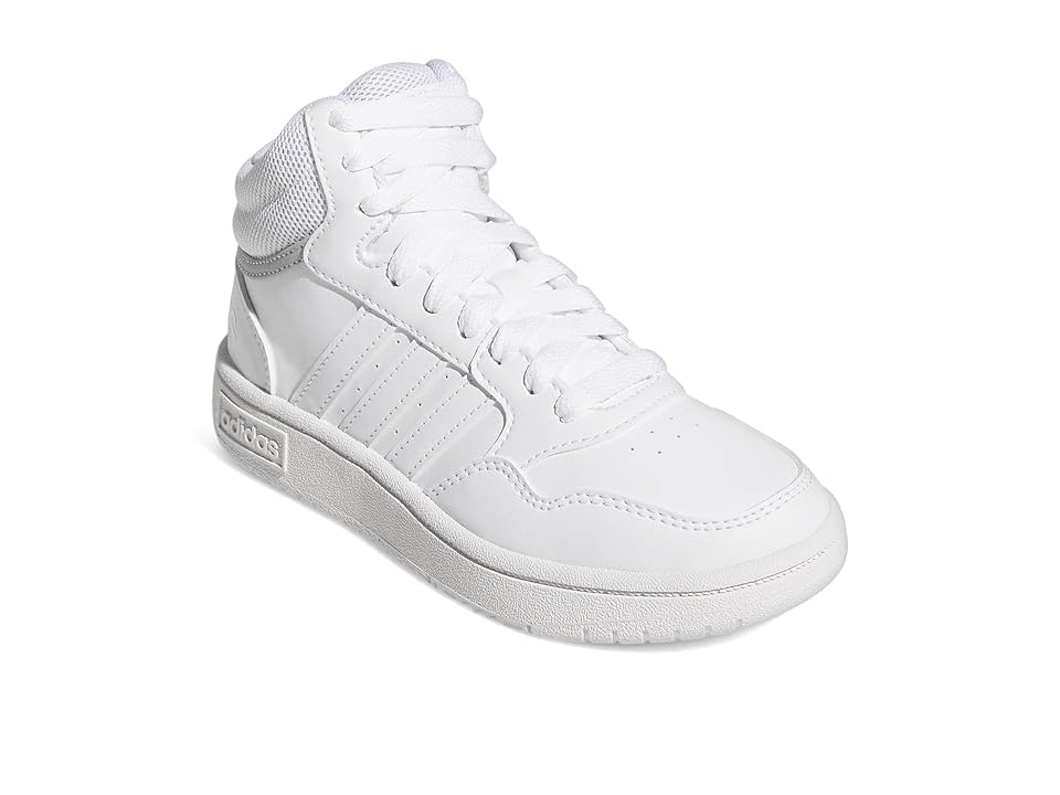 adidas Kids Hoops Mid 3.0 (Little Kid/Big Kid) (White/White/Grey Two) Boy's Shoes INTERNATIONAL SHIPPING