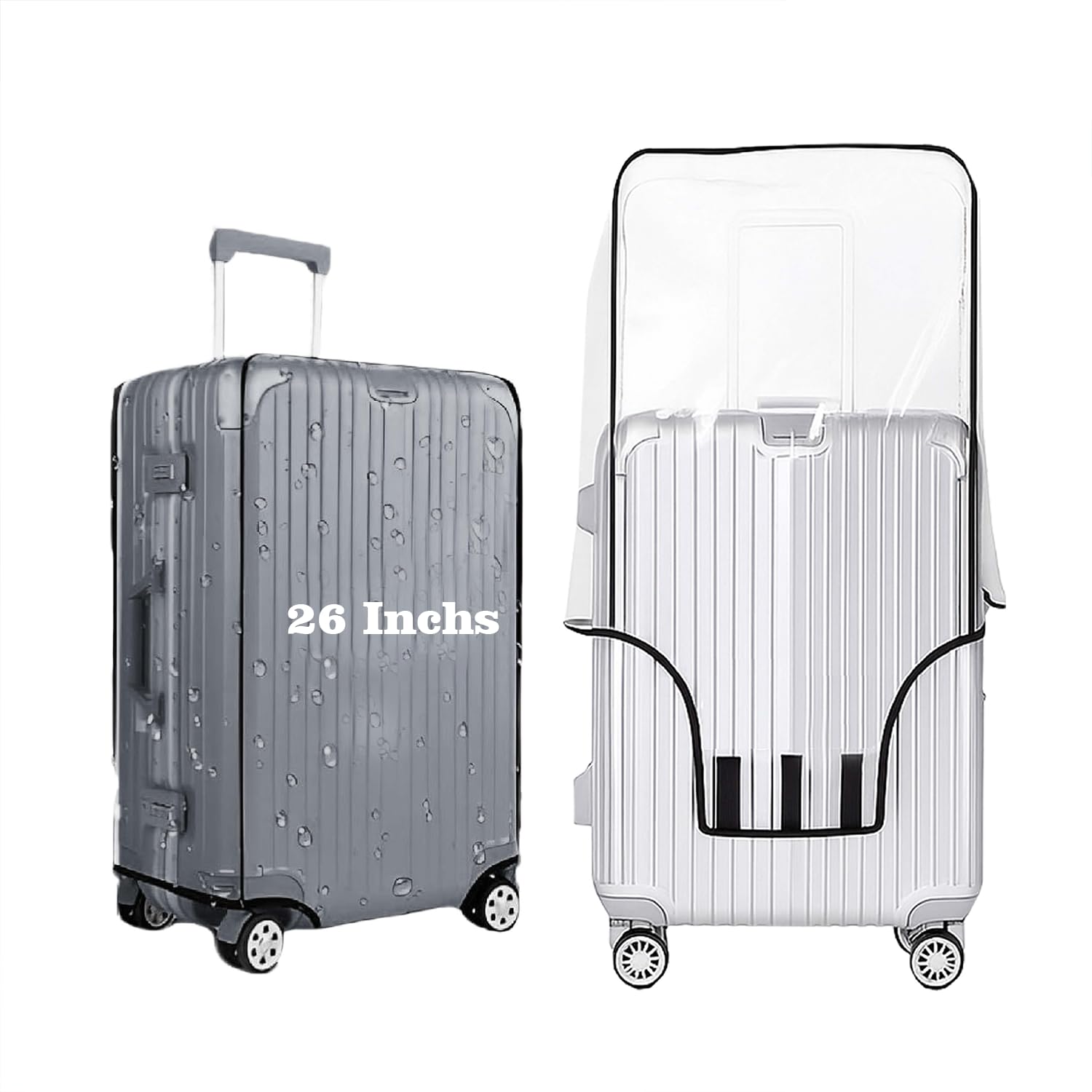 handcuffs Transparent Luggage Trolley Protective Covers PVC Waterproof Travel Bag Suitcase Cover (26 Inches) (16.9" X 11.8" X 26.8")-picture-44
