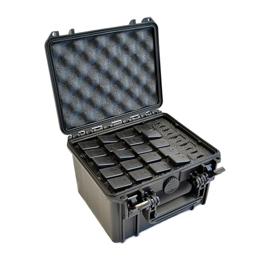 25 Pistol Magazine Hard Case, DORO 0907-6, MyCaseBuilder Custom Foam Insert - Waterproof, Heavy Duty - Tactical Gun/Firearm Ammunition Holder, 10 x 9.6 x 6.5 Inch, Black