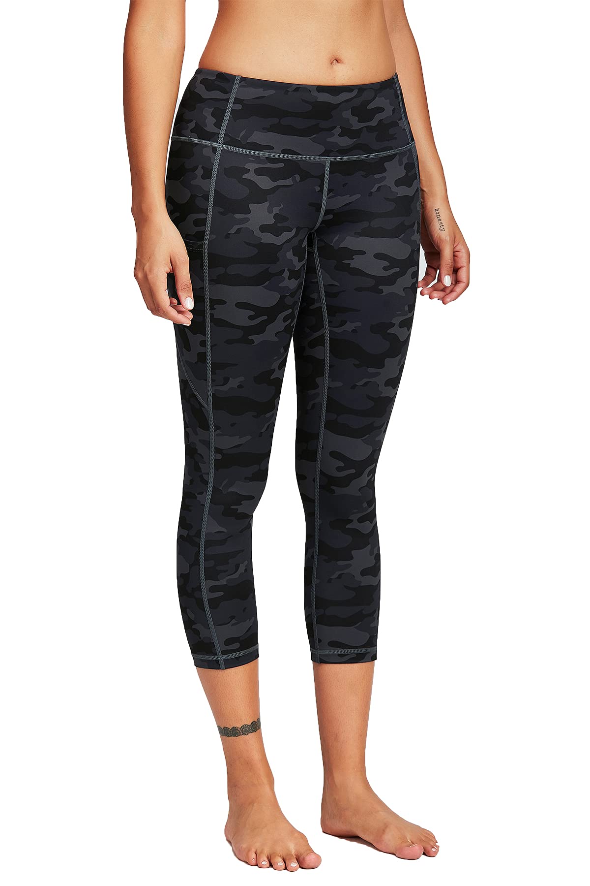 Nabtos Women's Performance Activewear Gym Yoga High-Waisted Tummy Control Workout Leggings with Pockets