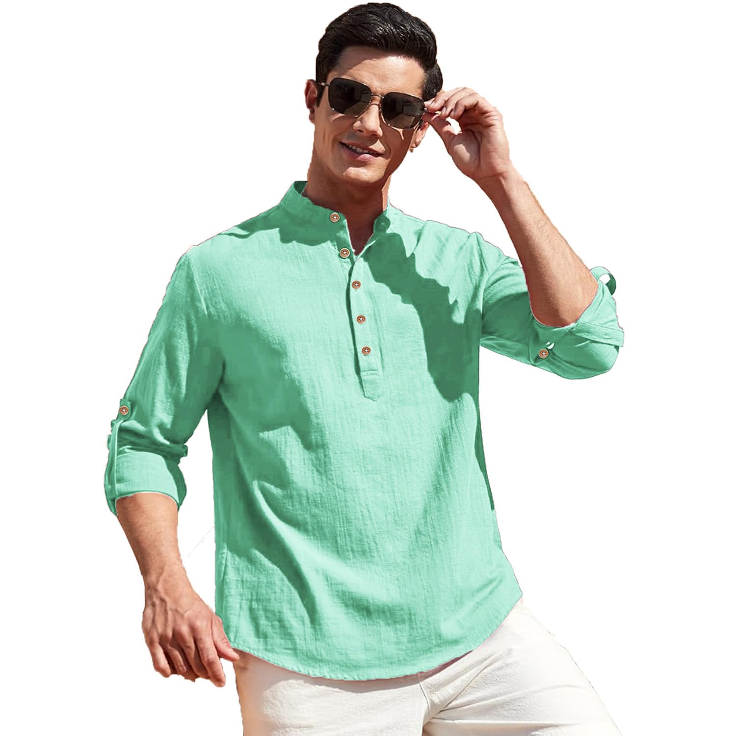 Men Pure Cotton Slim Fit Full Sleeve Short Kurta | Super Soft Stylish Kurta for Any Occasions. (KBTNBTN31)-picture-11