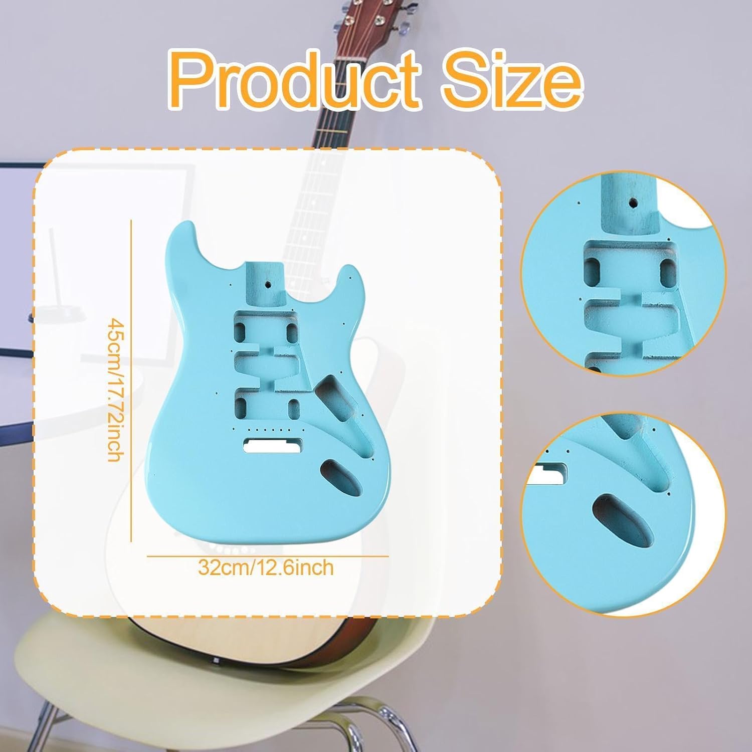 Simhoa Electric Guitar Body Unfinished Guitar Barrel Assembly Blue Wooden Trendy Professional Modified Lightweight DIY Part