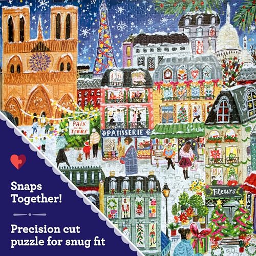 Image of eeBoo 1000 Piece Puzzle - Paris Christmas Jigsaw Puzzle for Adults, Square 23 inch x 23 inch Made with Recycled Board & Vegetable-Based Ink