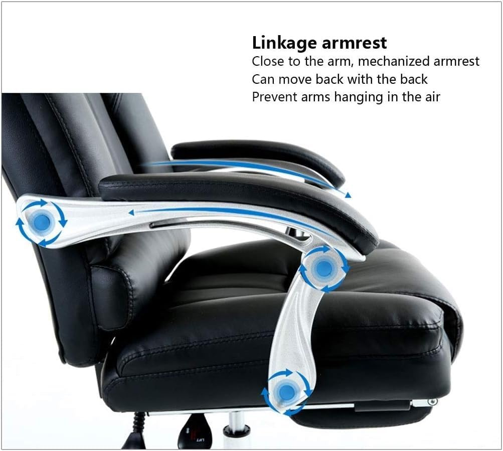 Executive Office Chair, Office Chair with Arms, Boss Office Chair with Footrest, Big and Tall Office Chair 200LBS Wide Seat, Executive Office Desk Chairs for Heavy People (Color : White)