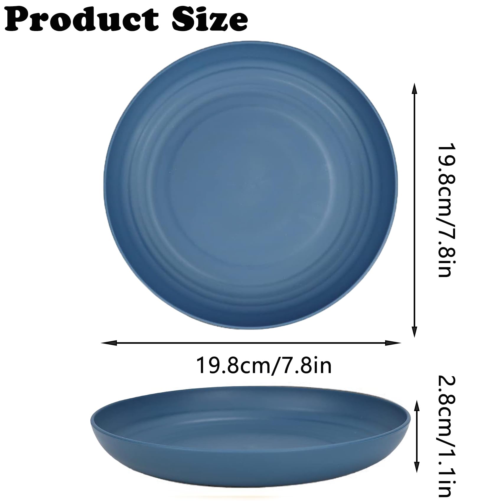 MaoMaoCha Plastic Plates Reusable Set of 4, 20 cm Unbreakable Dinner Plates, Lightweight Camping Plate for Picnic Salad - Image 2