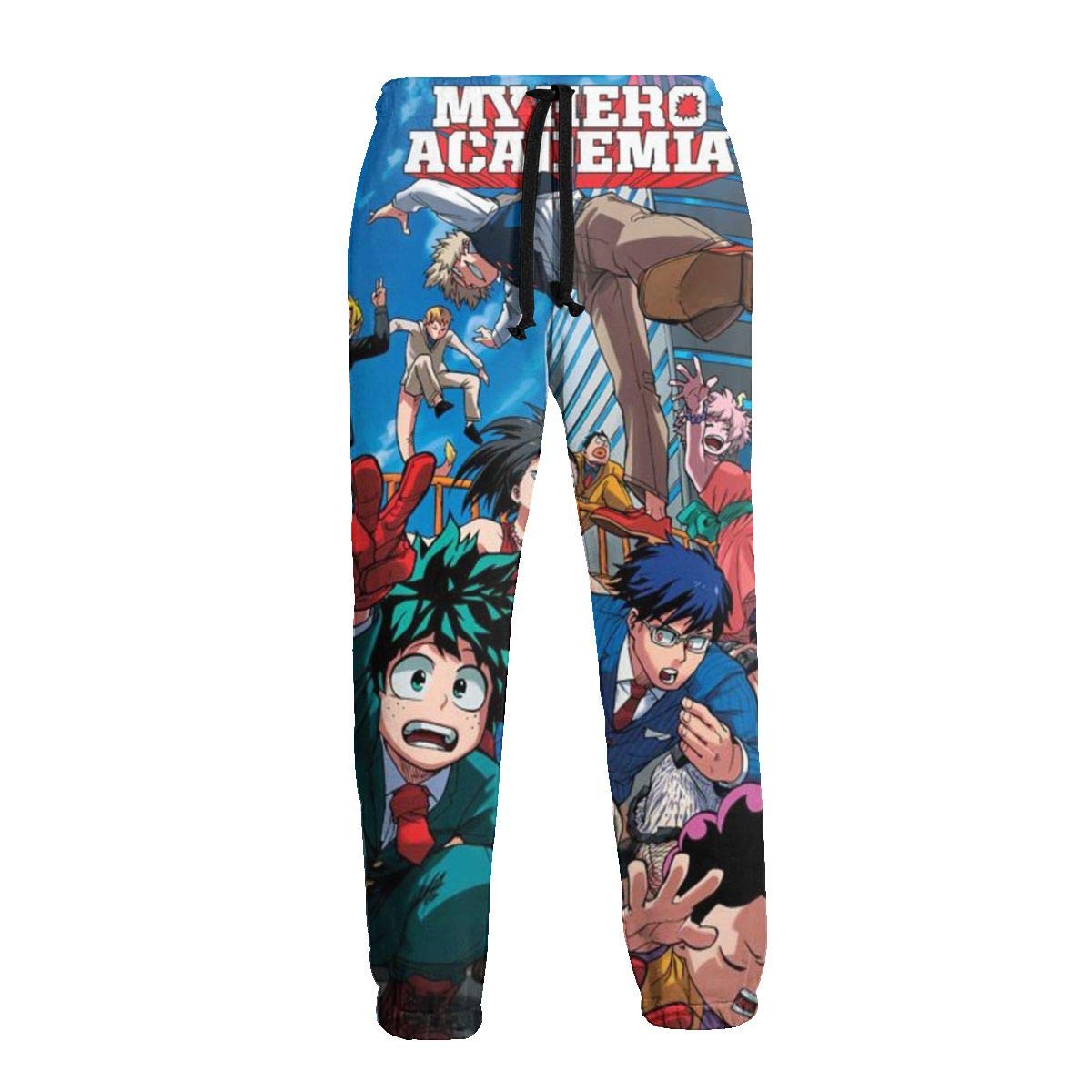 Casual Fit Mens My Hero Academia Poster 3D Printed Long Pants Stretch Waistband Joggers