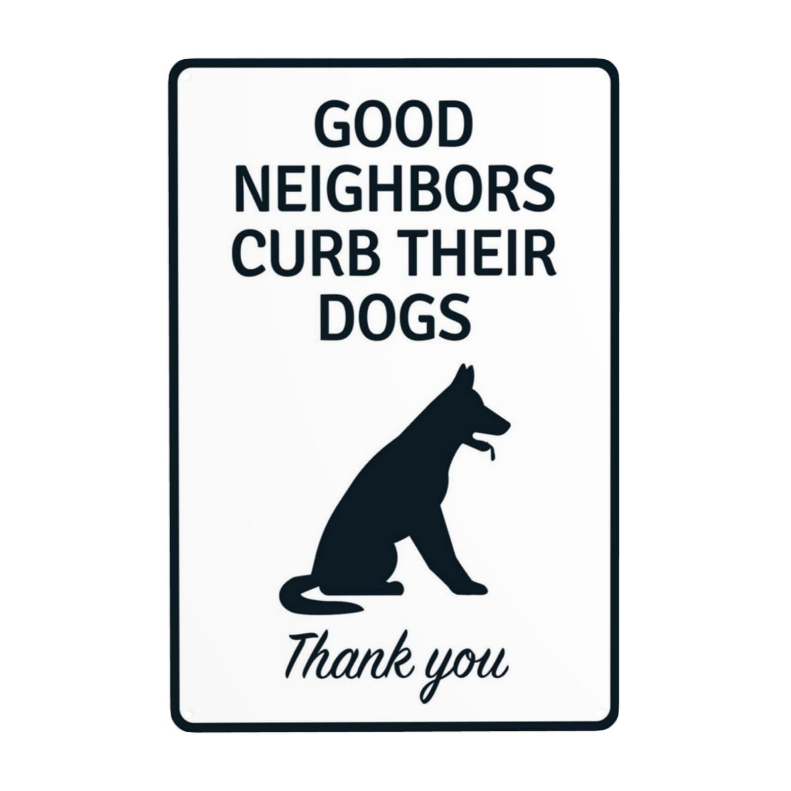 Vintage Metal Tin Sign, Good Neighbors Curb Their Dogs Courtesy Decor, 8x12 Inch