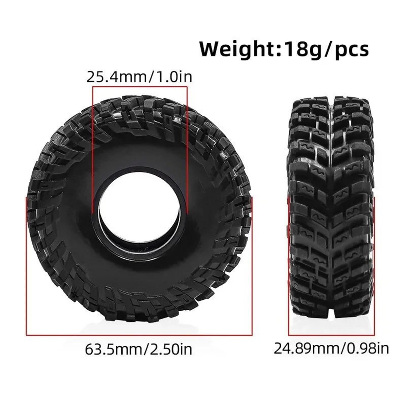 Per Axial Per Scx24 Per FMS Per Ascent-18 Per Trx4m 1/18 1/24 Pneumatici Da 1.0 Pollici 64x25mm Rc Crawler Truck Parti Di Automobili Accessori Giocattoli Rc