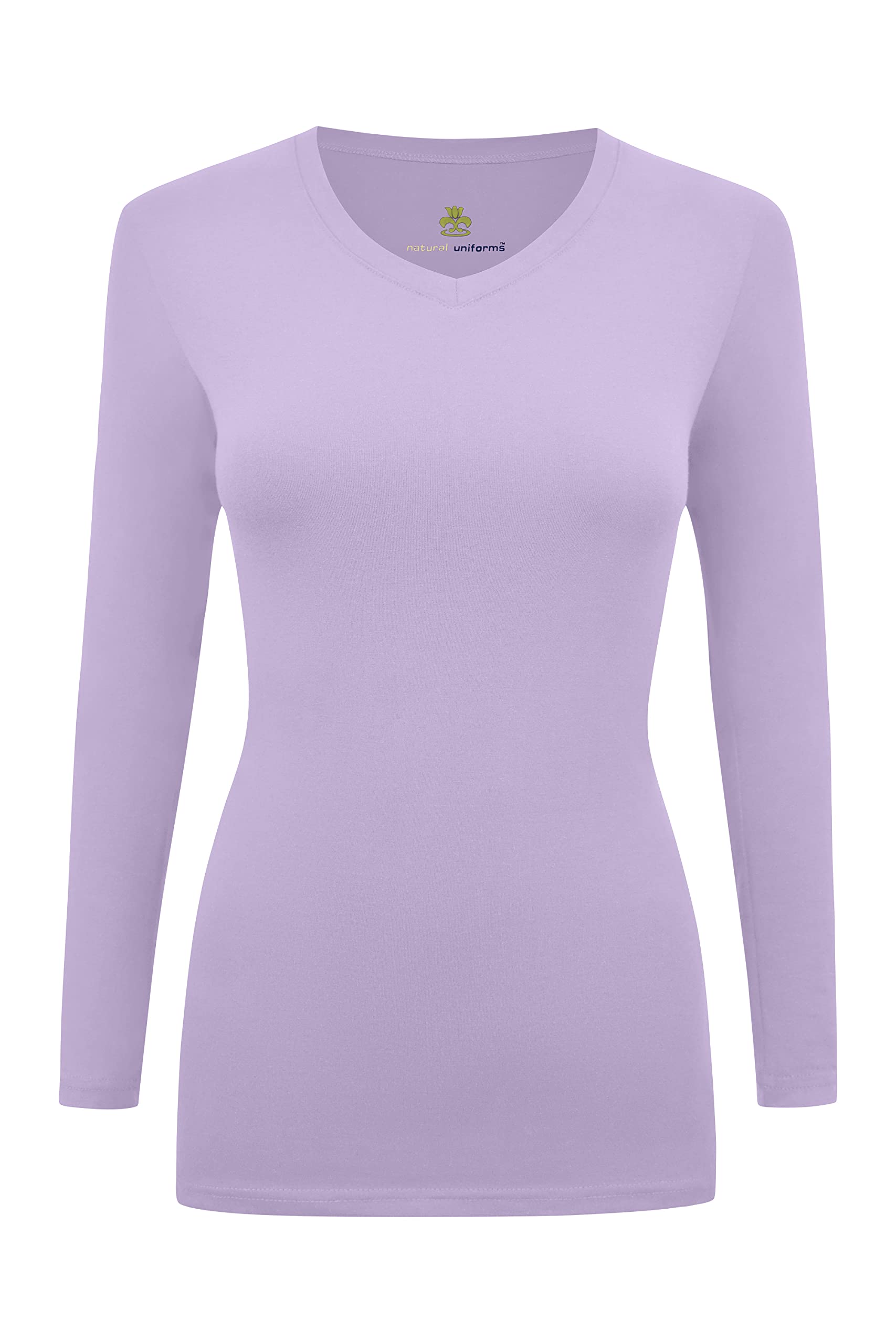 Natural Uniforms Women’s Long Sleeve Underscrub V-Neck T-Shirt – Cotton Blend Layer for Nurses & Medical Professionals
