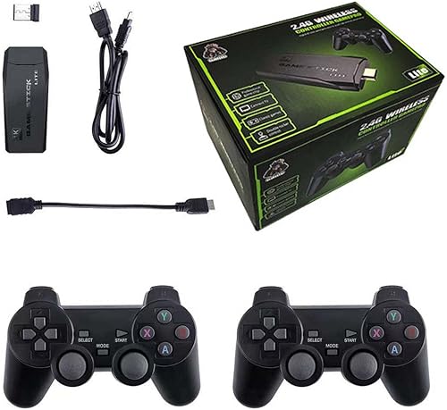 M8 4K Retro Game Stick, consola de videojuegos retro HD con 2 controladores inalámbricos, salida HDMI, más de 20000 juegos integrados (128 GB)