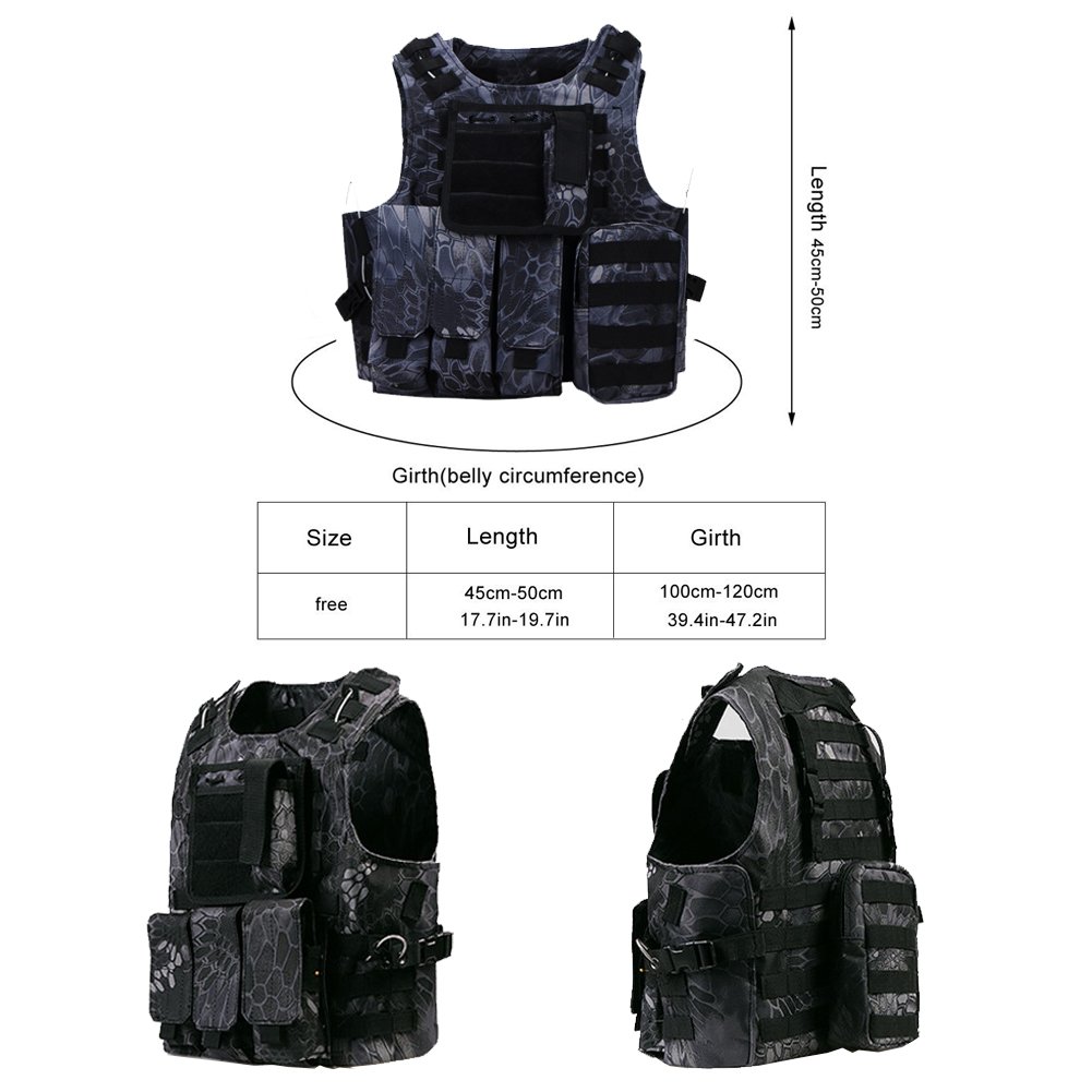 MOLLE RRV Assault Combat Weste mit Beutel/Traning Schutz Sicherheitsweste für Taktische Jagd Airsoft Outdoor(BK)
