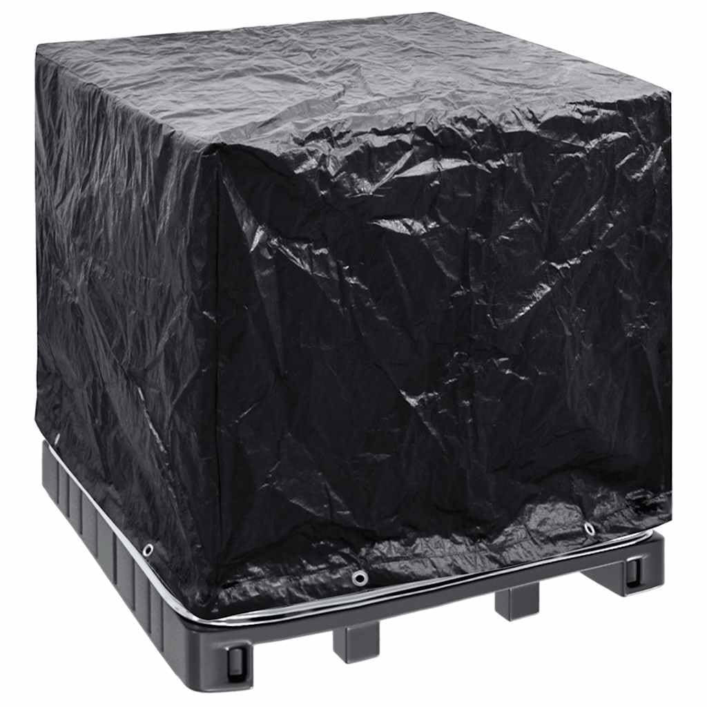 Knerpwd Black Intermediate Bulk Container Cover With 8 Aluminium Eyelets, 116X100x120 Cm, For 1000 Liters Ibc Rainwater Tank, Uv-Resistant Polyethylene Outdoor Protective Cover