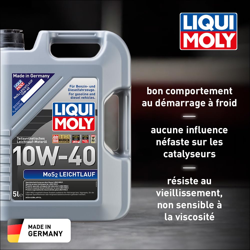 LIQUI MOLY MoS2 Leichtlauf 10W-40, 5 L, Partie-huile moteur synthétique, SKU: 2184