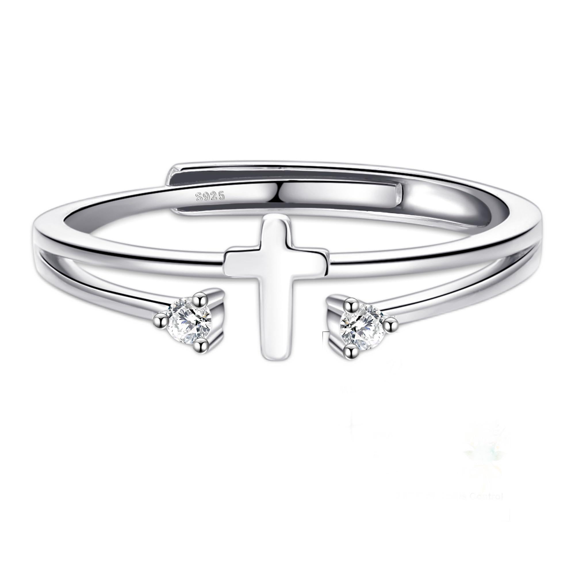 Oaomriato My Daughter Rings S925 Sterling Silver Cross Ring Women