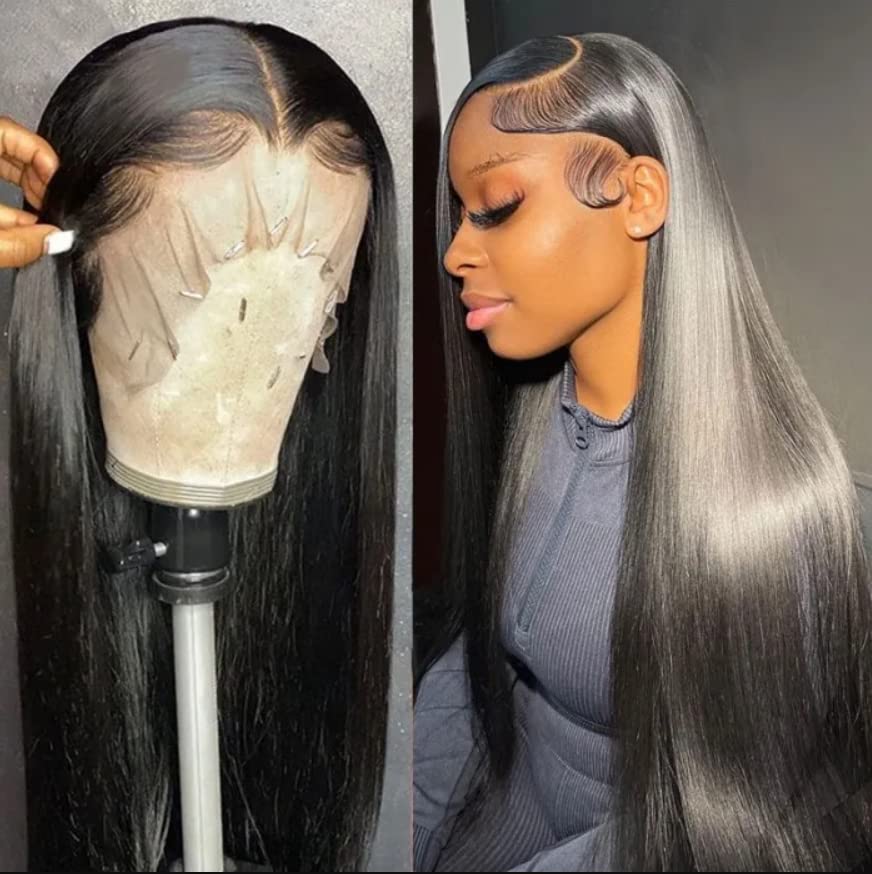 Miniatura 6 de Pelucas Swetcurly de encaje frontal sin pegamento, pelucas sintéticas lacias resistentes al calor, pelucas largas y rectas con pelo de bebé para