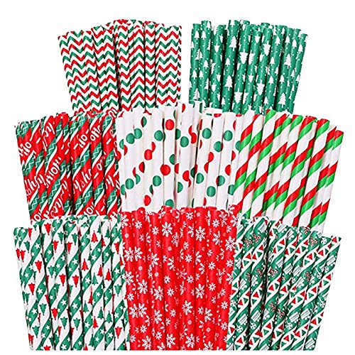 Jaydis 100 pitillos biodegradables de papel con diseños navideños miniatura 2