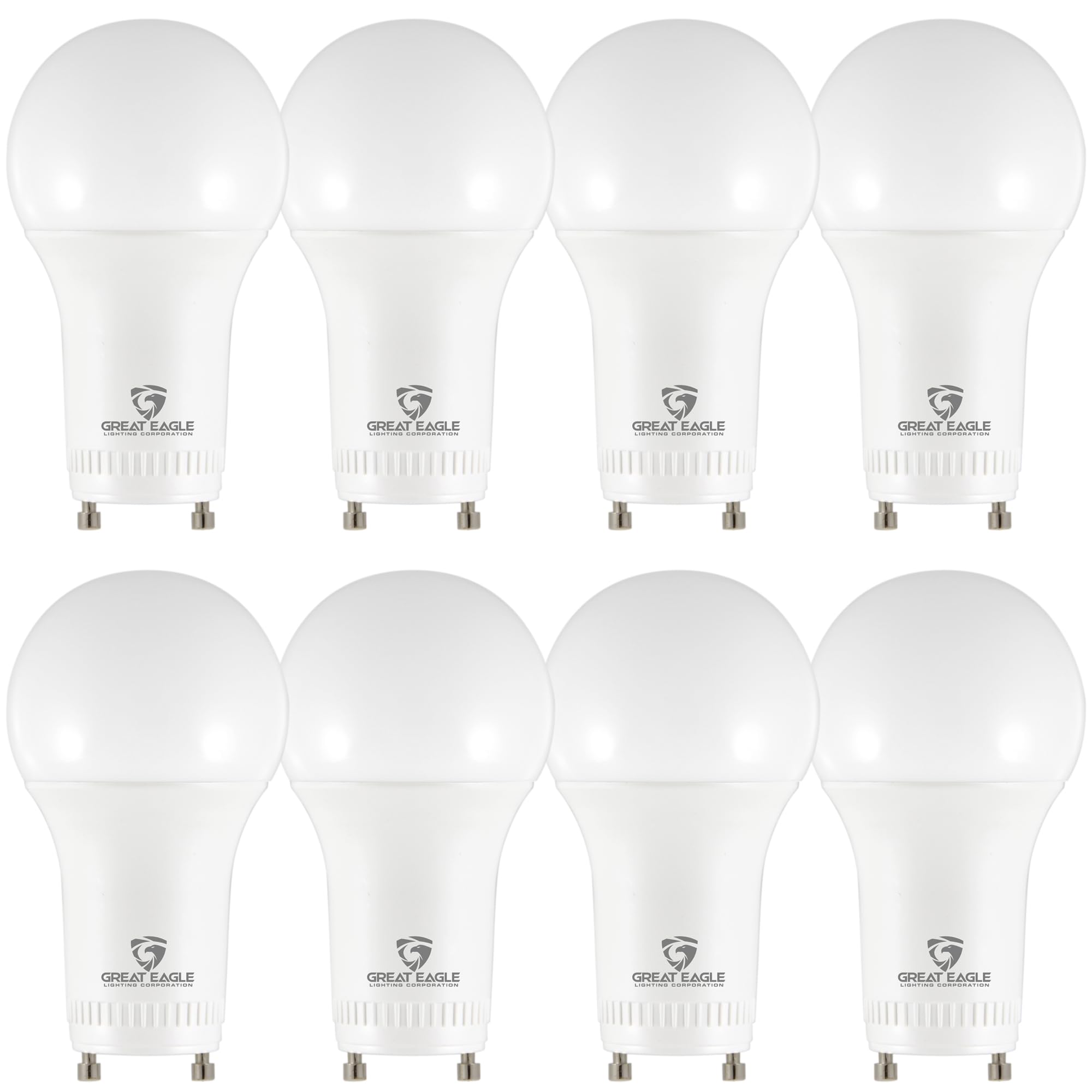 Great Eagle Lighting Corporation 60W GU24 LED Light Bulb, Non Dimmable, 2700K Warm White, UL, Twist-in 2 Prong (8-Pack)