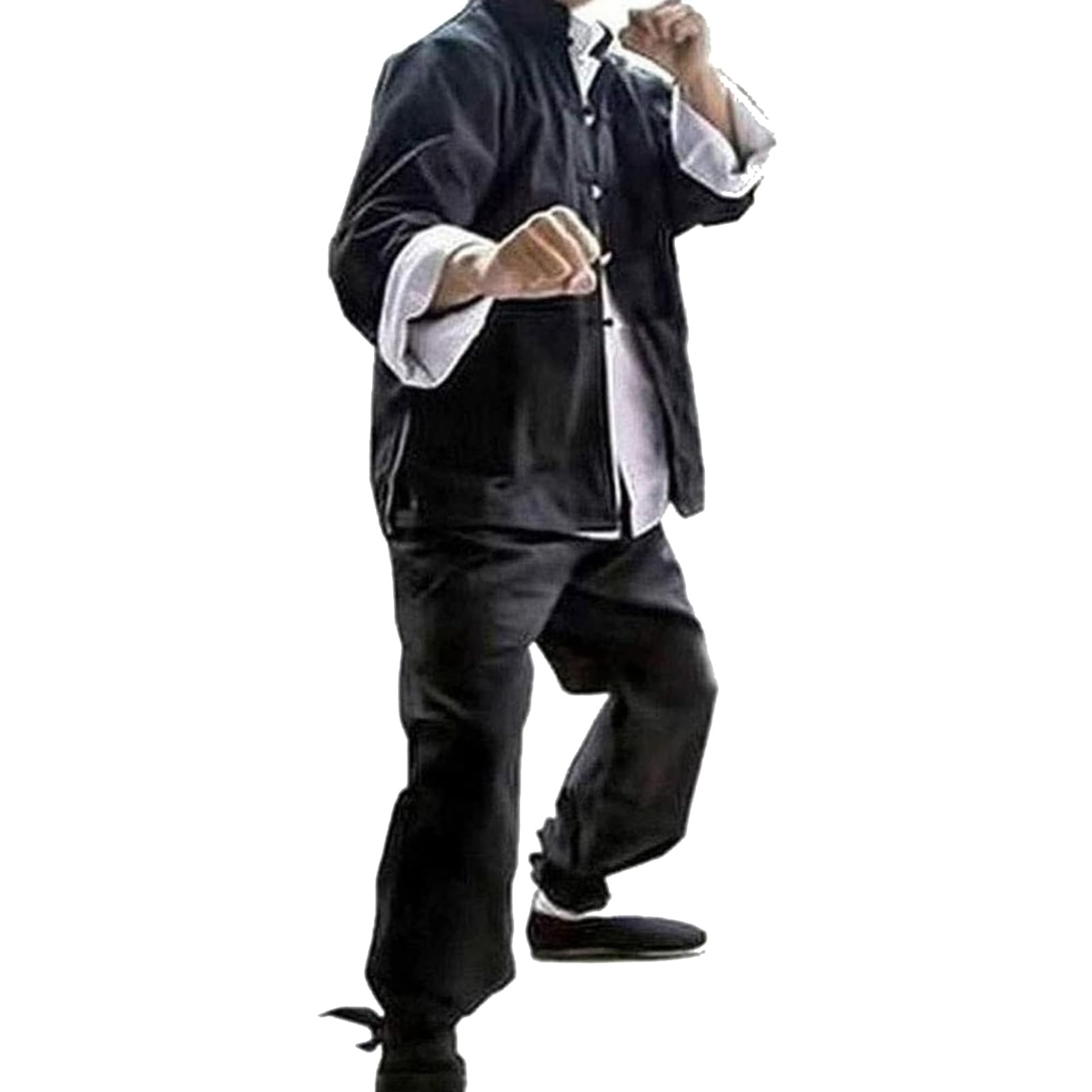 Conjunto De 3 Piezas Uniforme De Algodón Kung Fu, Pantalones Chino Tai Chi Traje De Chaquetas, Ropa De Entrenamiento De Artes Marciales para Hombres, Chándal, ala De ala.(Size:l,Color:Negro)