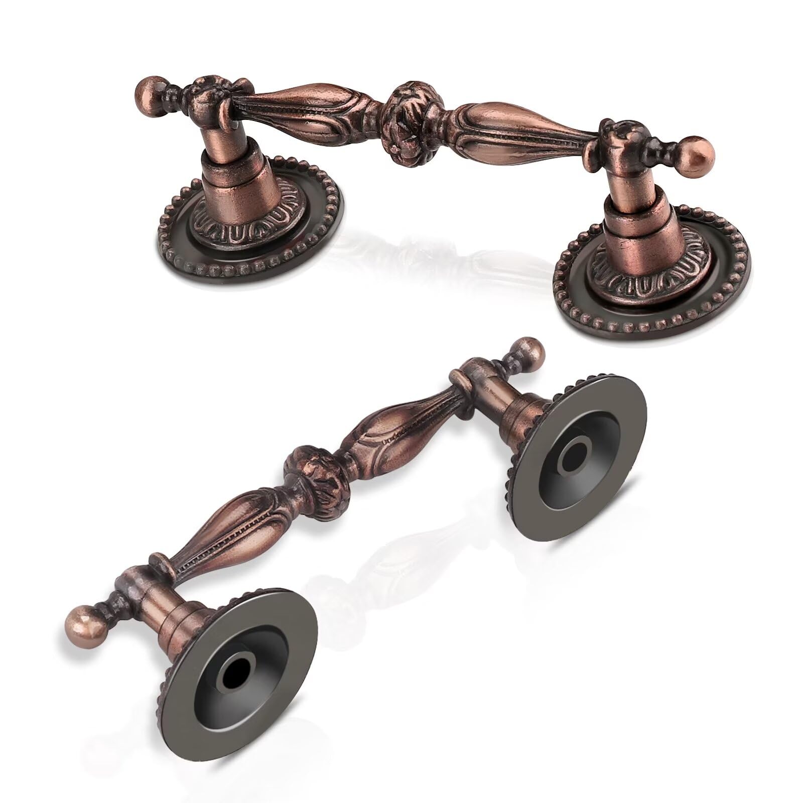 Antique Copper Cabinet Pulls 2.5 Inch, Vintage Drawer Pulls Dresser Pulls 10 Pack, Antique Cabinet Hardware, 3 1/2 Inch Overall Length