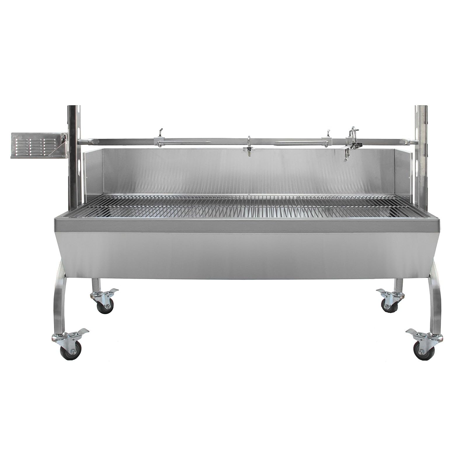 KuKoo Rôtissoire à Charbon en Acier Inoxydable Capacité de 90 kg de Viandes Barbecue à Broches Grill Restauration Cuisine Évènements CHRD HORECA