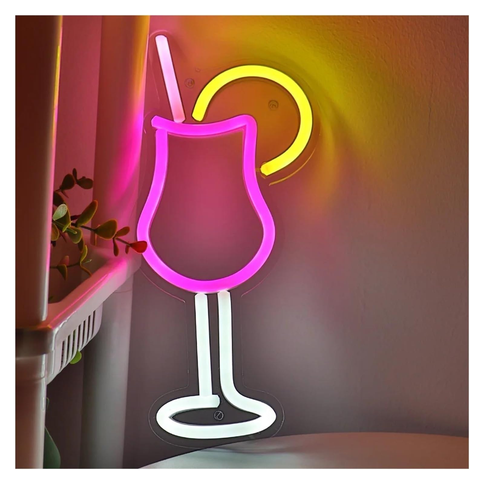 Bicchiere da cocktail con limone per insegna al per neon per luce per dimmerabile alimentazione per neon