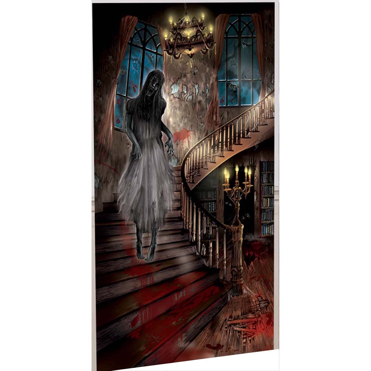 Amscan Gruselhaus Türdekoration Für Halloween | 165x85 Cm | Plastik-Spukhaus Zum Aufhängen | Perfekt Für Party-Deko