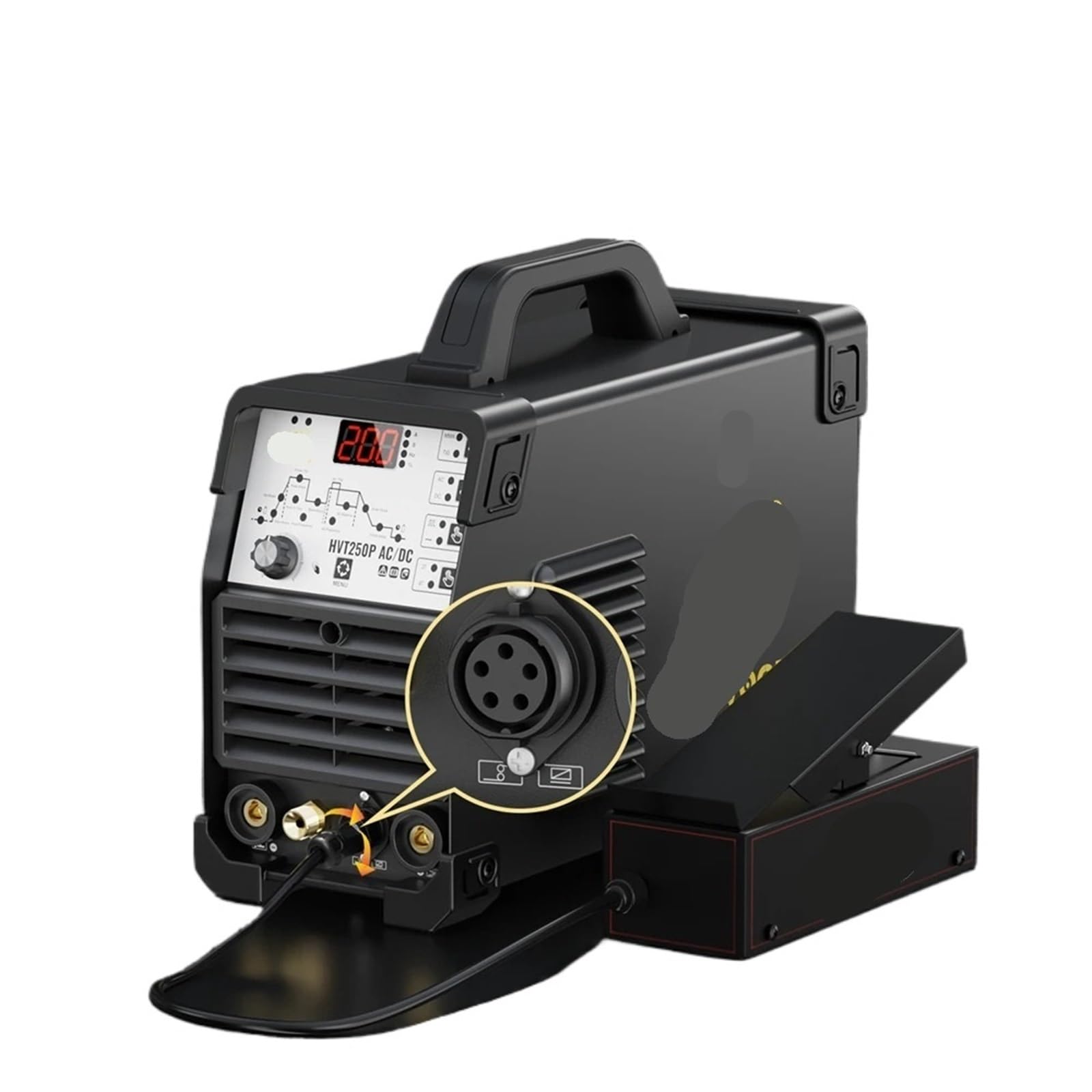 Wielofunkcyjna spawarka TIG 6 w 1 200 A, aluminium, AC/DC, MMA, łuk, HF, TIG, impuls, argon, falownik IGBT 2T/4T, 220 V (z pedałem)