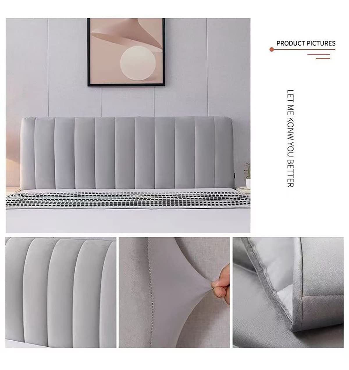 Copritestiera Letto Copritestiera Elastica per Letto Matrimoniale, Velluto Copertura Testiera Letto, Copri Testata Letto Matrimoniale Imbottita, Copritestiera di Protezione