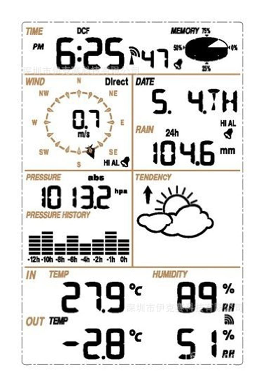 Estación meteorológica profesional, Pronóstico del tiempo Máquina Pequeña Hogar Estación meteorológica Anemómetro Calibrador de lluvia Termó-higrómetro Medidor de tiempo Fácil de configurar y leer dat