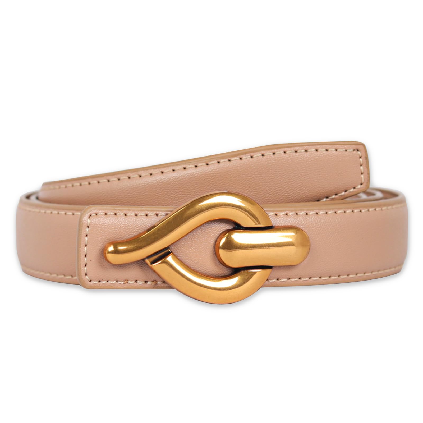 Women's Fashion Classic Metal Buckle Leather Belt with Jeans Dress