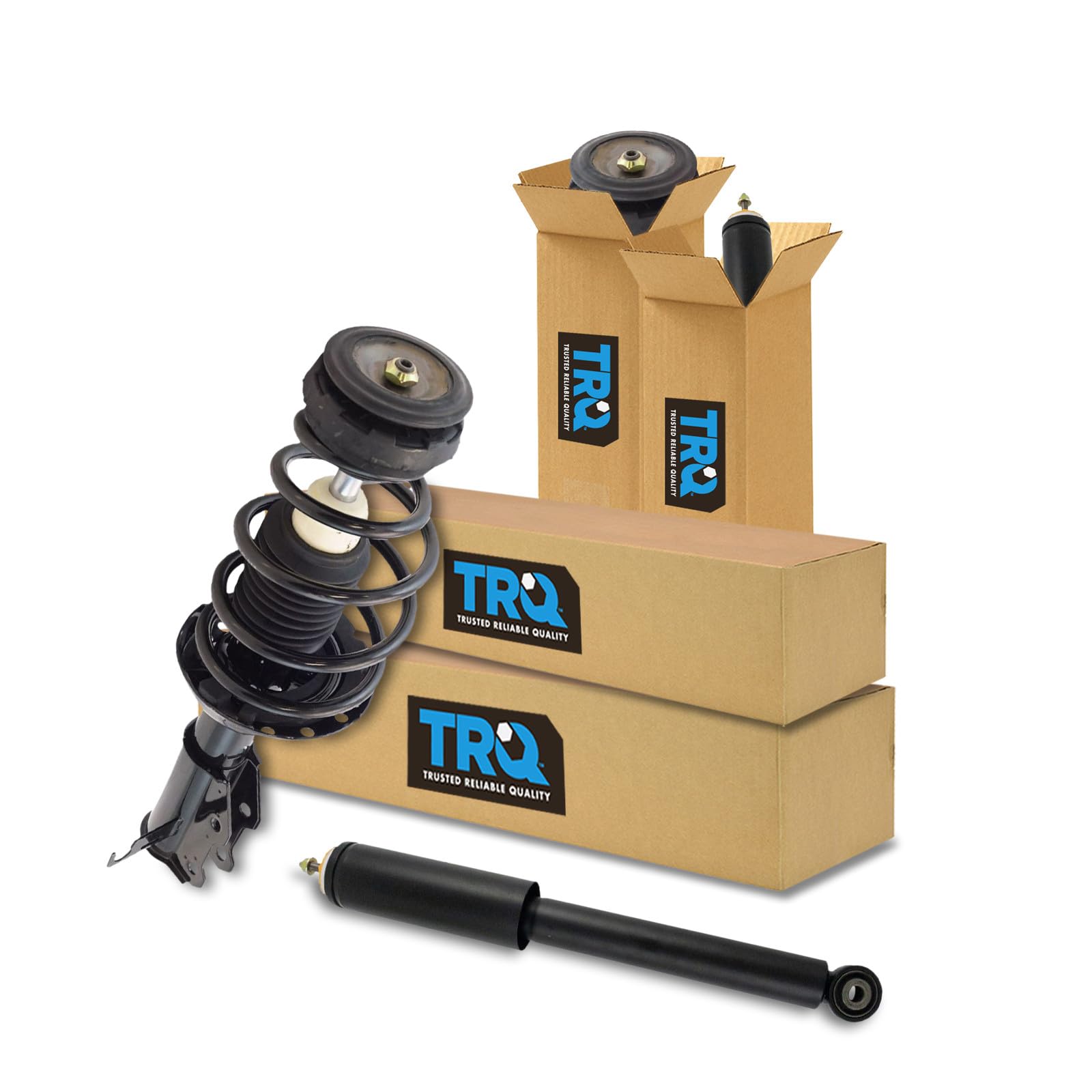 TRQ Front and Rear Complete Strut Assembly &amp; Shock Absorber Kit Complete Strut &amp; Coil Spring Assembly Compatible with 2013 Chevrolet Malibu