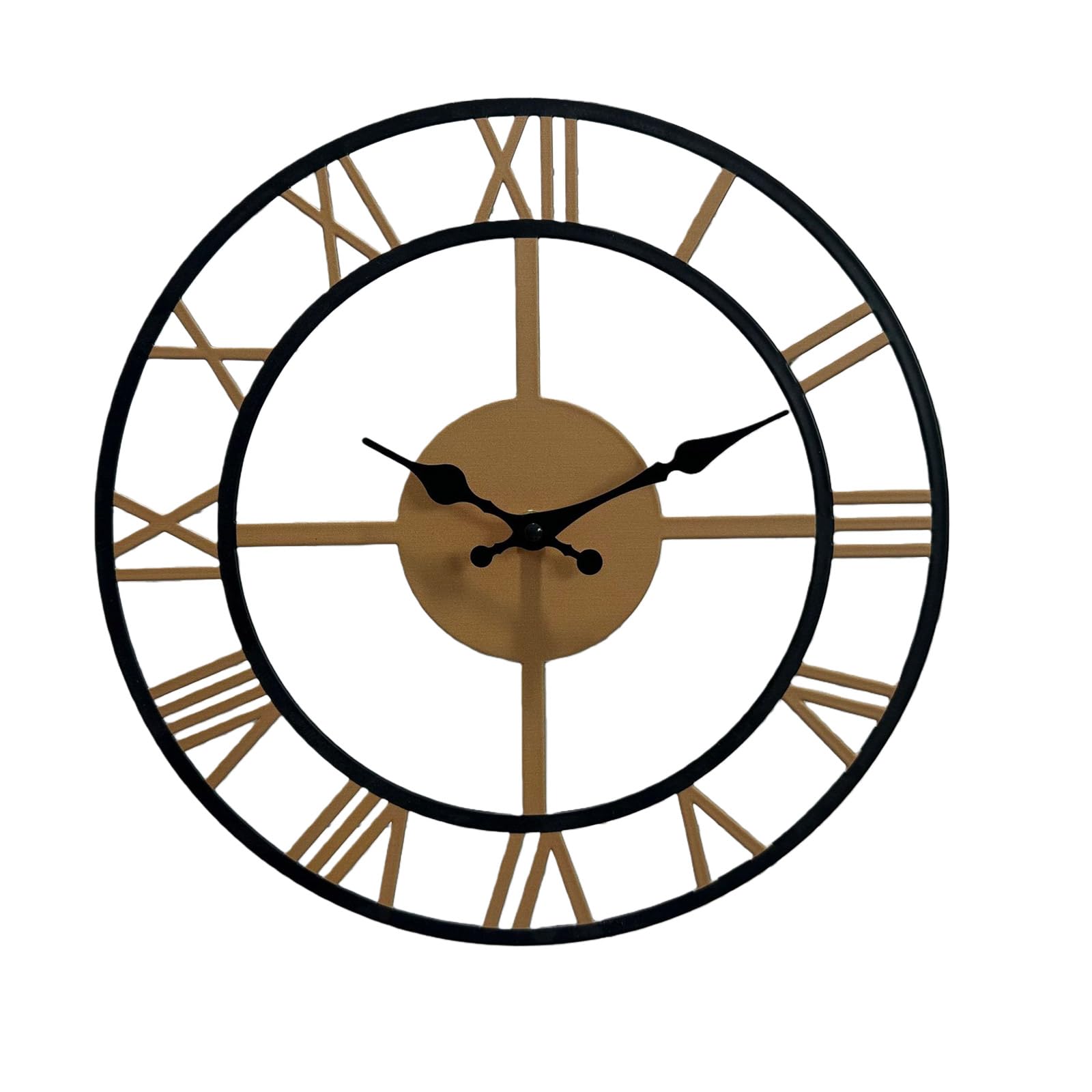 12" Quiet Metal Wall Clock with Clear Arabic Roman Numerals, Wall Mounted Design, Home Decor, Large Arabic Numeral Clock, Metal Frame, Quiet Non-Ticking