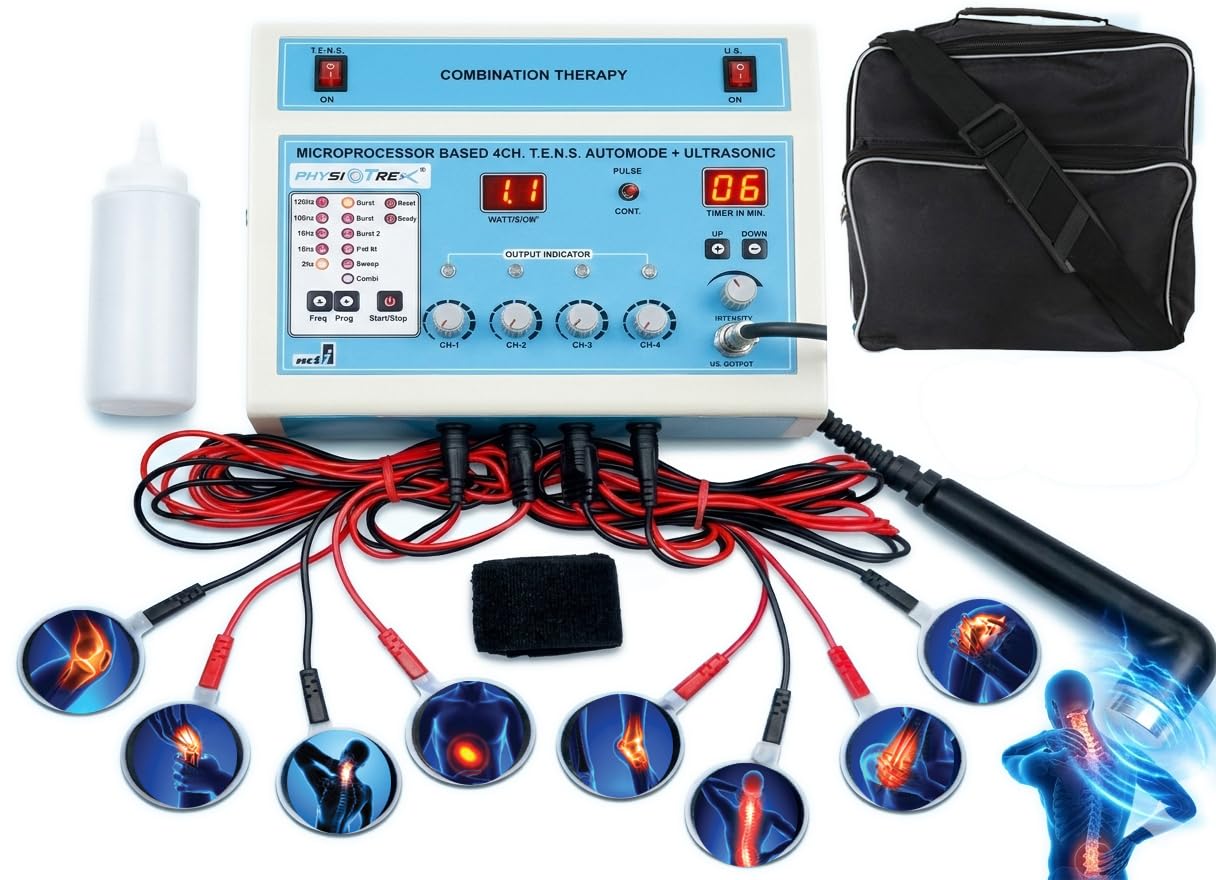 4 Channel Electrotherapy Equipments | Ultrasound Machine for Physiotherapy | Ultrasonic With TENS | With 1 Year Warranty - Random Color