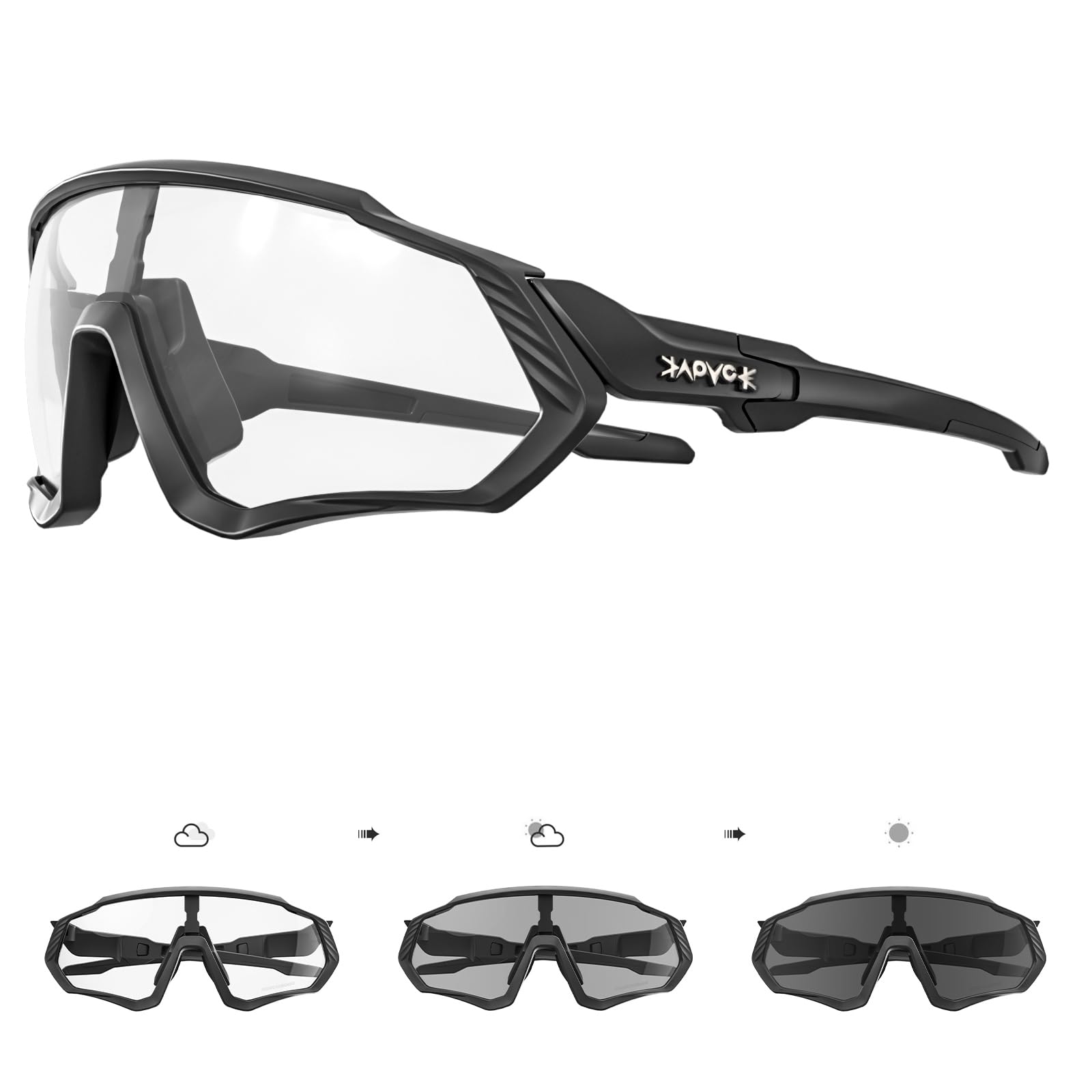 KAPVOE Gafas de Ciclismo Fotocromáticas con TR90 Gafas de Sol Deportivas Mujeres Hombres Running Transparente MTB Accesorios de Bicicleta