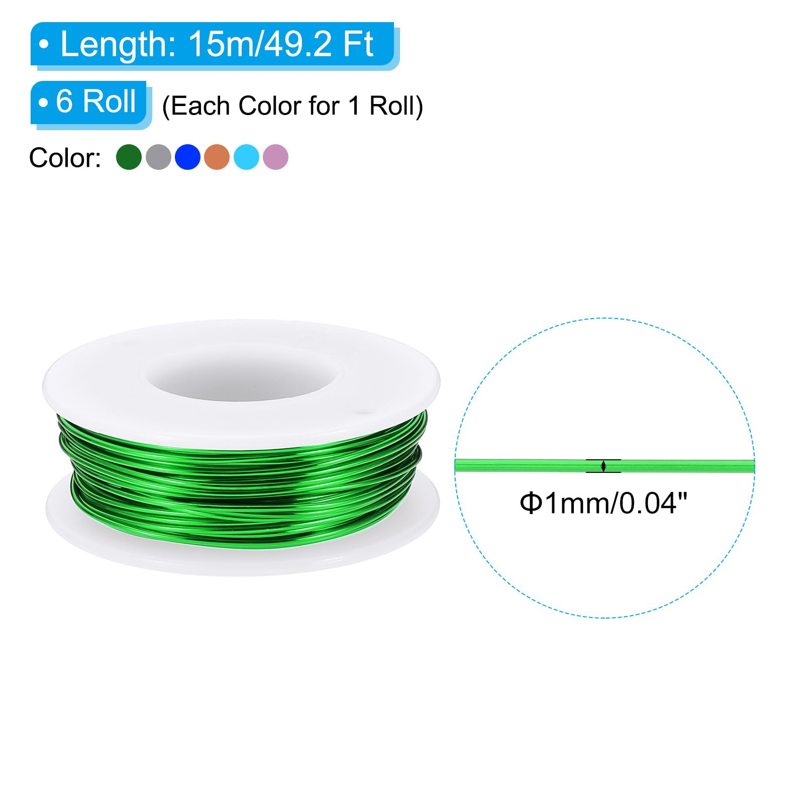PATIKIL 18 Gauge 1 mm Aluminum Craft Wire - Image 2