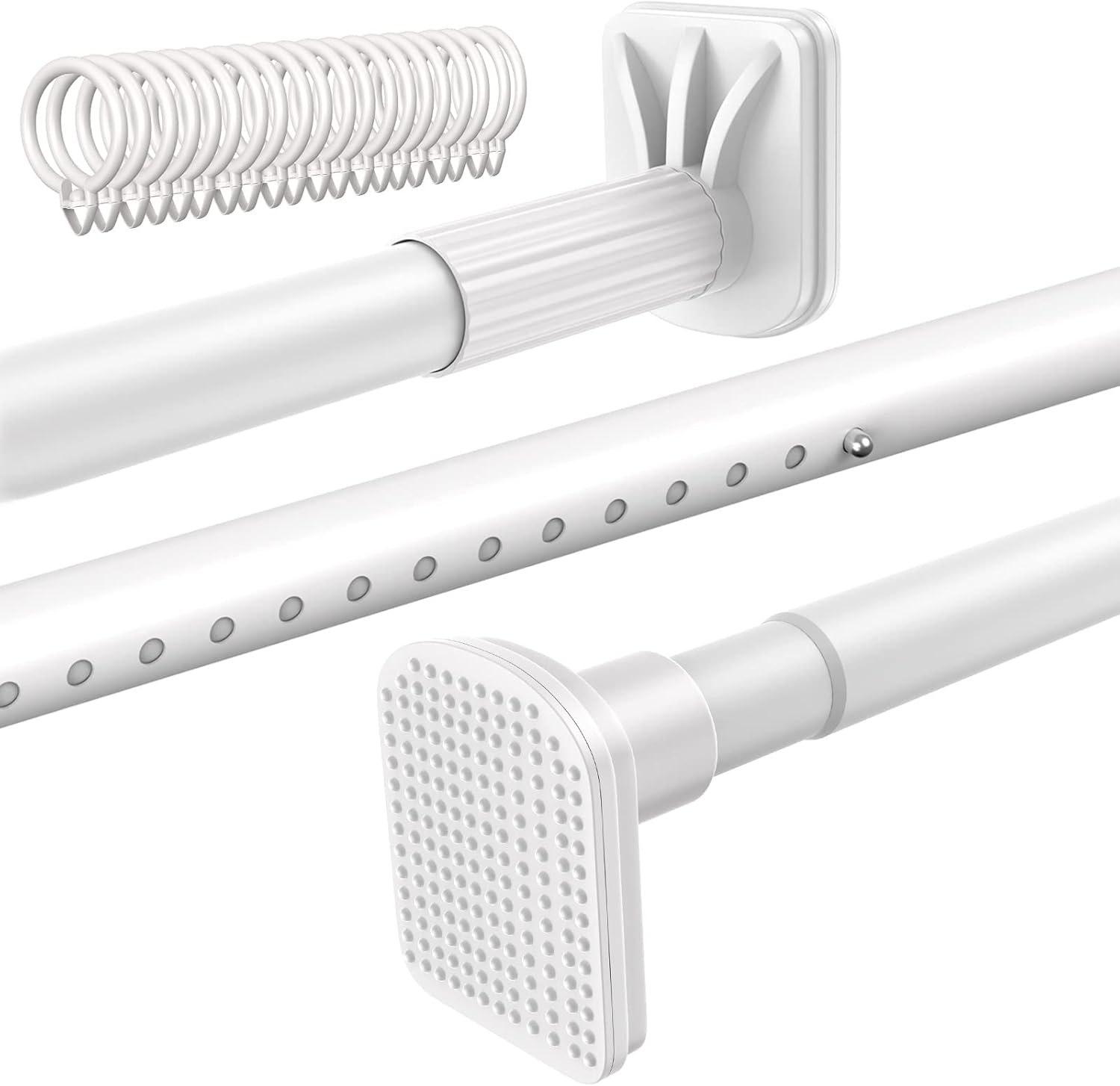Goowin 突っ張り棒 124-324cm 強力 つっぱり棒 つぎあわせ式突っ張り棒 カーテンレール 耐荷重45~20kg 伸縮棒 強負荷 洗濯物干し 室内 調節簡単 直径32mm ホワイト