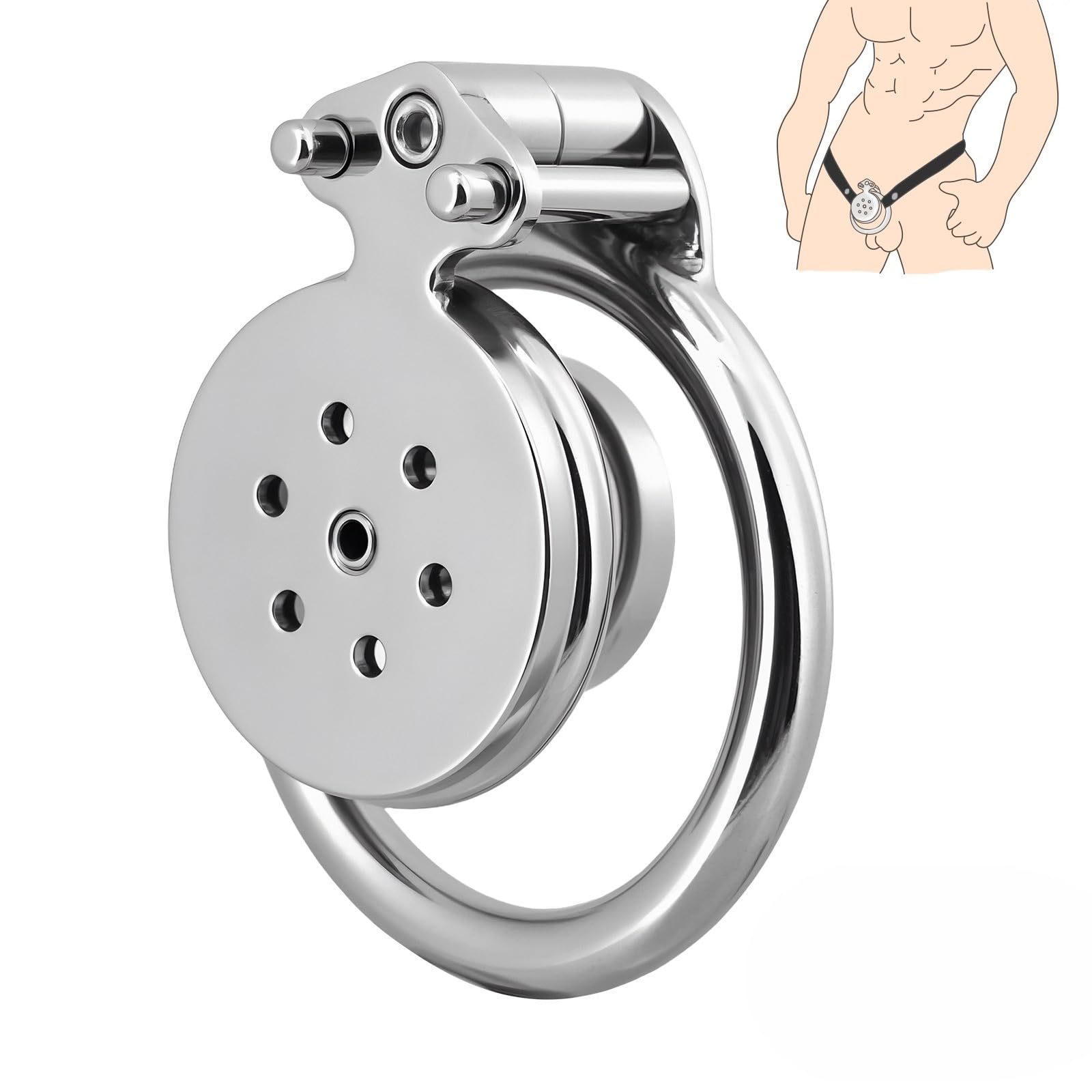 Flat Chastity Cage, 4IN1 Men Chastity Device Cock Cage BDSM Sex Toy, 2.56in
