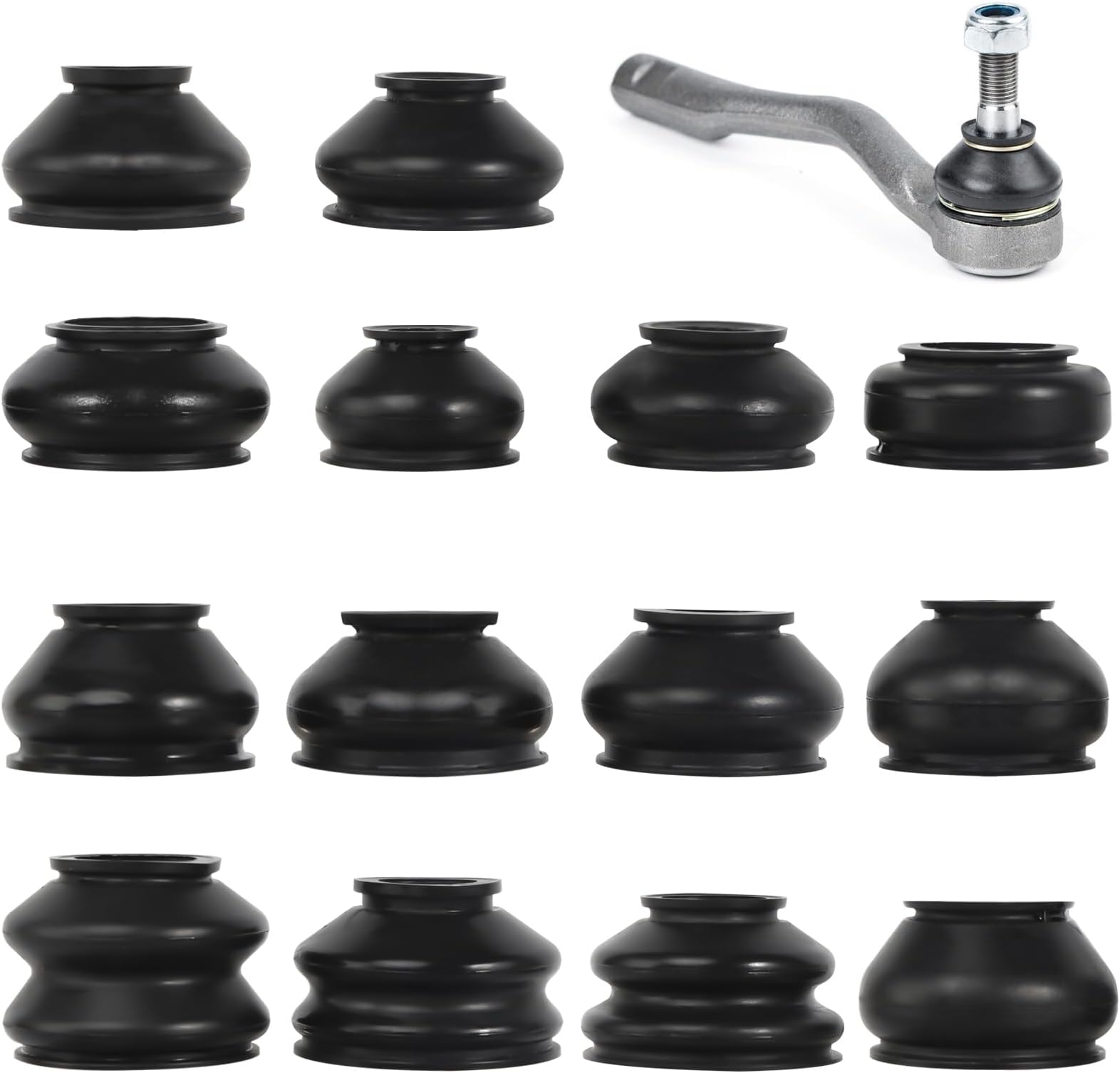 CAINCAY Ball Joint Boot, 14 Pcs Universal Multipack Ball Joint Rubber Dust Boot Covers Track Rod End Set Kit, Rubber Tie Rod End Ball Joint Dust Boots Dust Cover Boot Gaiters