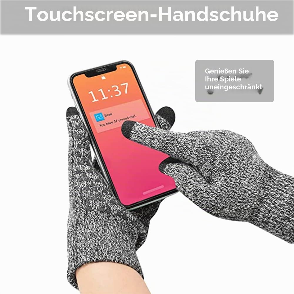 Winter Beanie Mütze Schal und Touchscreen Handschuhe Set, Strick-Thermo-Set mit Kuscheligem Fleece-Futter, Slouchy Beanie-Kappe, Nackenwärmer und Handschuhe für Damen und Herren