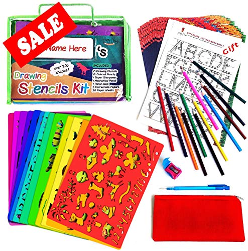 Drawing Stencil Set – 50-Piece Crafting Kit for Kids – Best Travel Activities