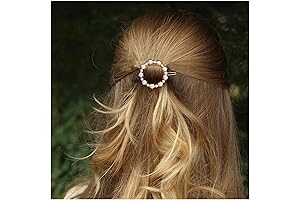 Delicate Boho circle pearl barrette with exquisite hollow design, adding an aura...