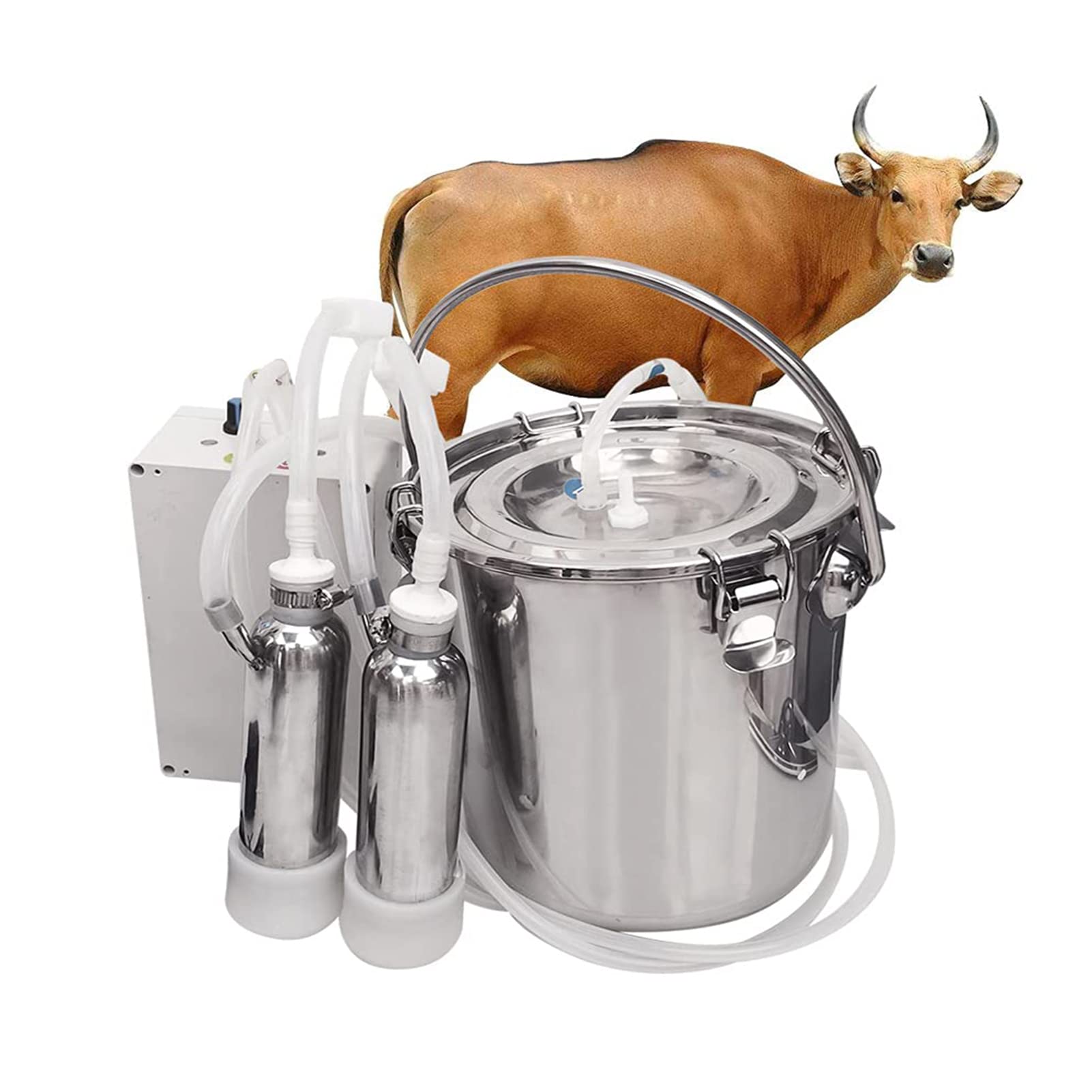 AYCDL Automatic Portable Pulse Breast Pump,Electric Stainless Steel Cattle Cow Milking Machine Vacuum Cow Sheep Goat Milker for Home Scalefarm,Cattle-10L,Cattle-3L
