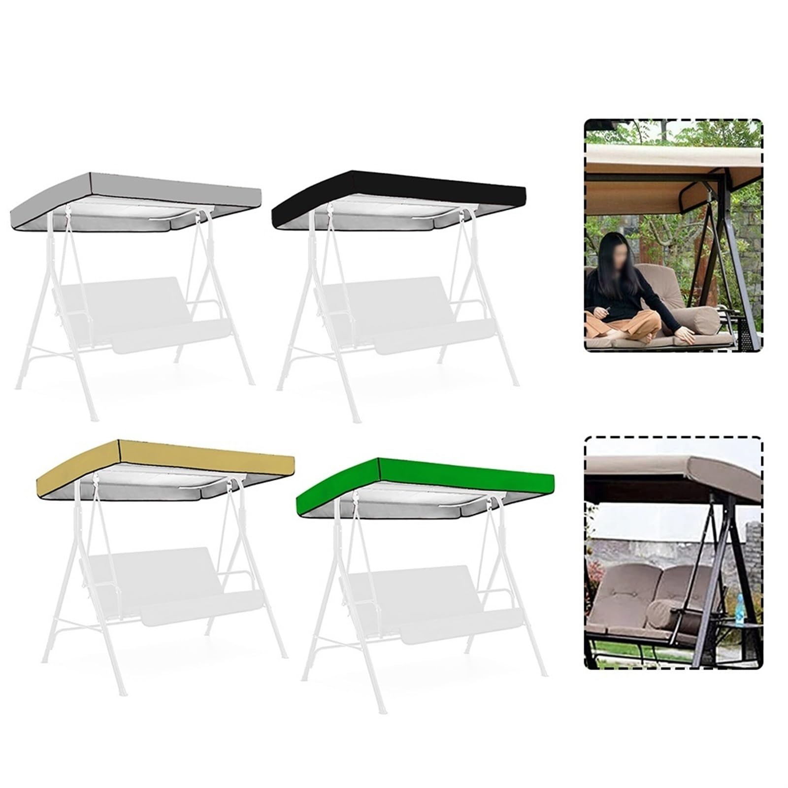 Hollywoodschaukel dachbezug Baldachin Schaukel Top Regen Abdeckung Garten Hof Outdoor Terrasse Schaukel Sitz wasserdichte Dach Baldachin Schaukel Stuhl Markise(Beige 213x122x18cm)