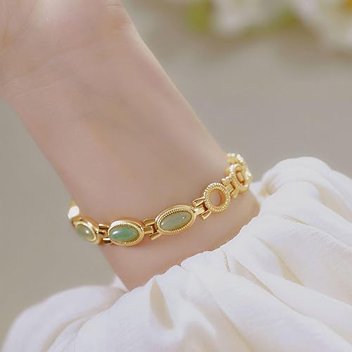 Miniatura 4 de Gosasa Reloj de oro para mujer, pulsera vintage de lujo, esfera ovalada de piedra natural, acero inoxidable, impermeable, elegante, analógico Qaurtz