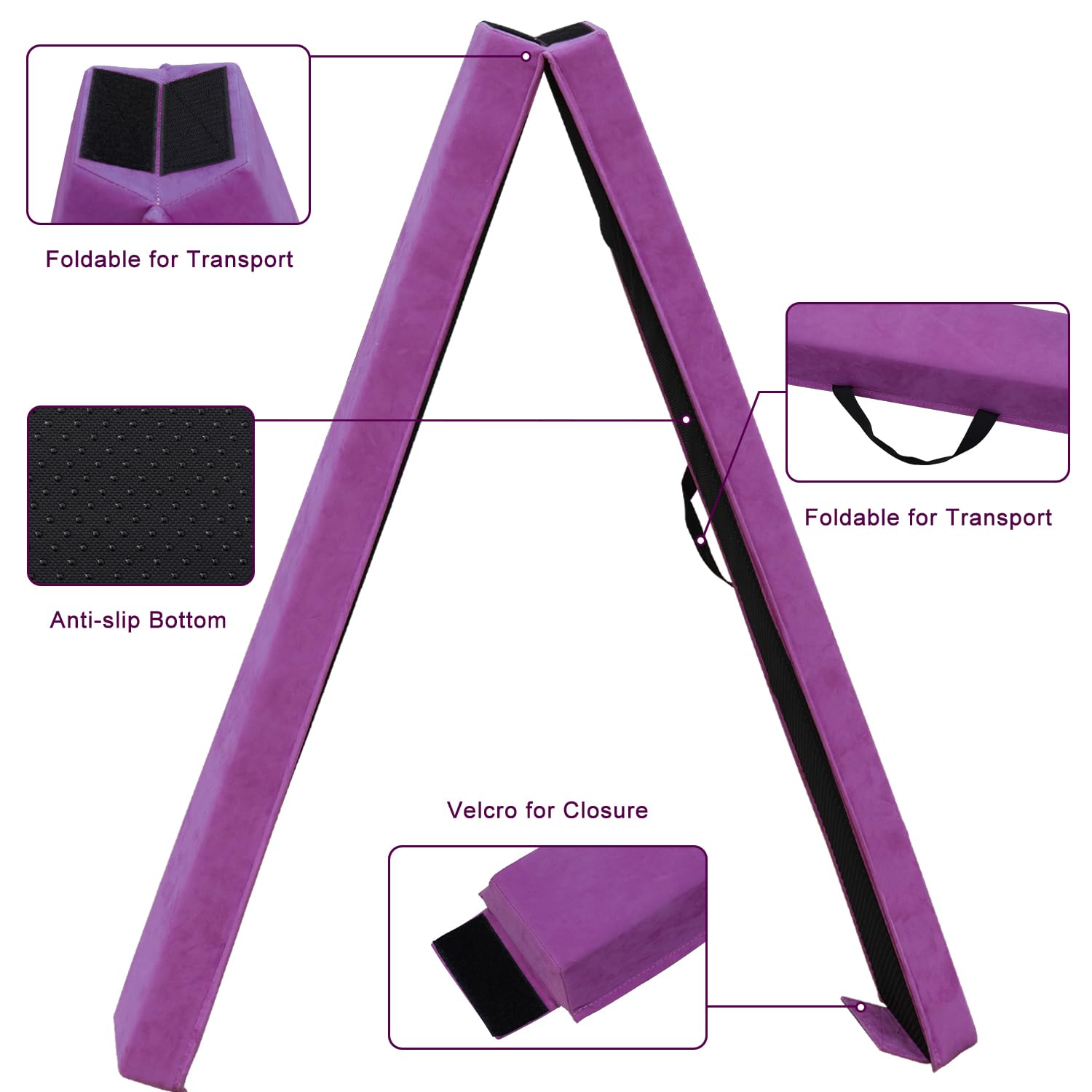 Poutre Gymnastique Pliable 240/270/300 cm, Poutre de Gymnastique Entraînement Portative pour Enfants et Adultes, Poutre d'equilibre vec Sac de Transport, pour débutants et Gymnastes Professionnels